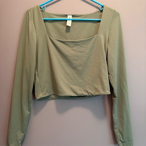 90 Degree By Reflex Tops - 90 Degree by Reflex Top Womens Size M Sage Green Square Neck Long Sleeve